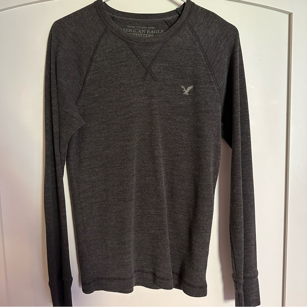 American Eagle Men’s Crewneck Waffle-Knit Long Sleeve Tee